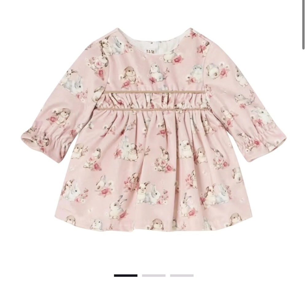 Baby Girls Pink Velvet Bunny Dress